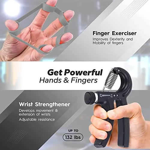 V-Hawk Forearm Wrist Roller - Wrist & Forearm Strengthener with Finger Exerciser, Forearm Workout Equipment Arm Blaster with Anti-Slip Grip Strength Trainer for Home and Gym Workout