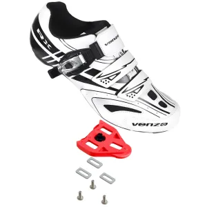 Venzo RX Road Bike Compatible with  SPD SL Look Cycling Shoes and Look Delta Indoor Cleats White Size 47