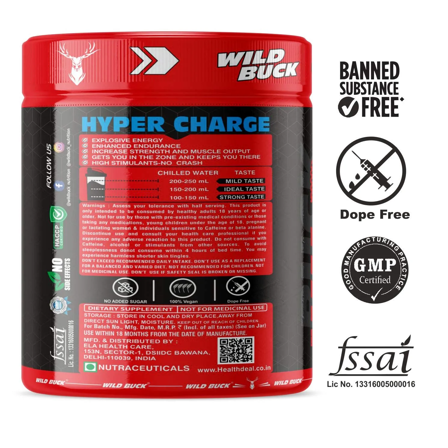 WILD BUCK Wild Pre-X4 Hardcore Pre-Workout Supplement Powder with Creatine Monohydrate, Arginine AAKG, Beta-Alanine, Explosive Muscle Pump, Caffeinated -For Men,Women [40 Servings, Watermelon Twist]