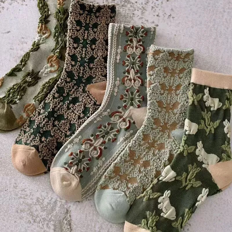 Womens Floral Cotton Socks (10 Pairs)