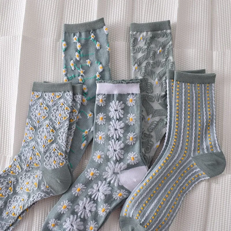 Womens Floral Cotton Socks (10 Pairs)