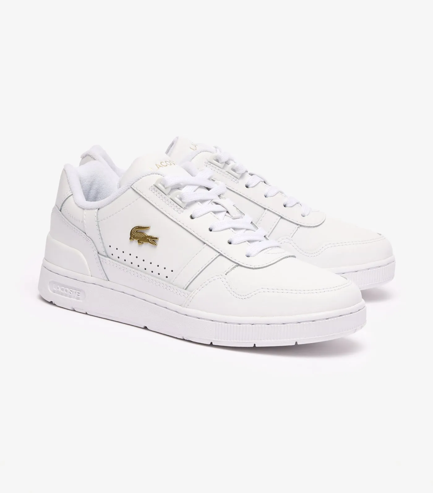 Women's T-Clip Leather Trainers  White/Gold