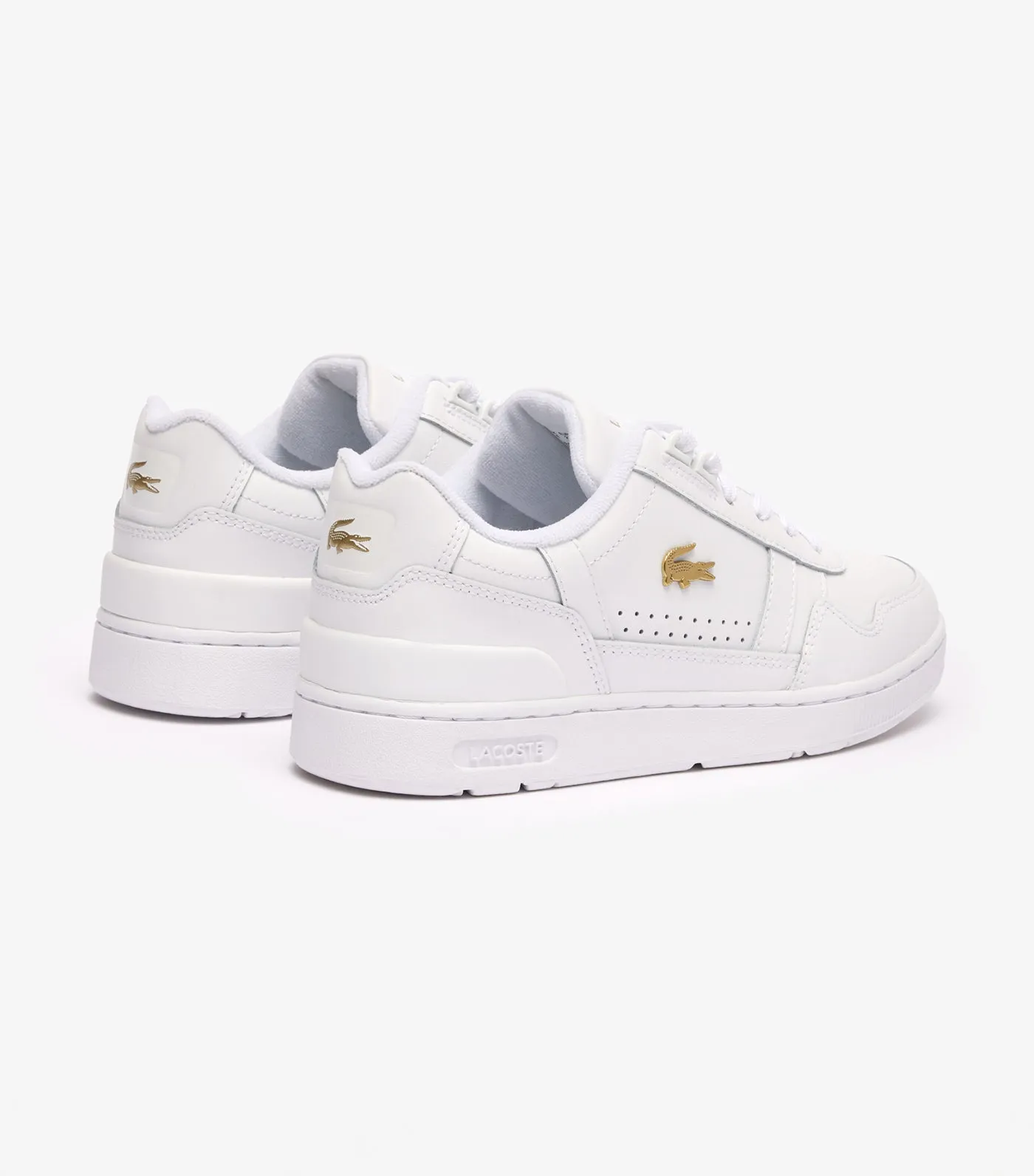 Women's T-Clip Leather Trainers  White/Gold