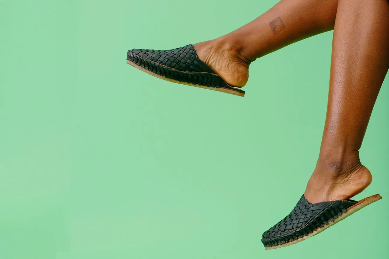 Women's Woven Slide in Charcoal by Mohinders