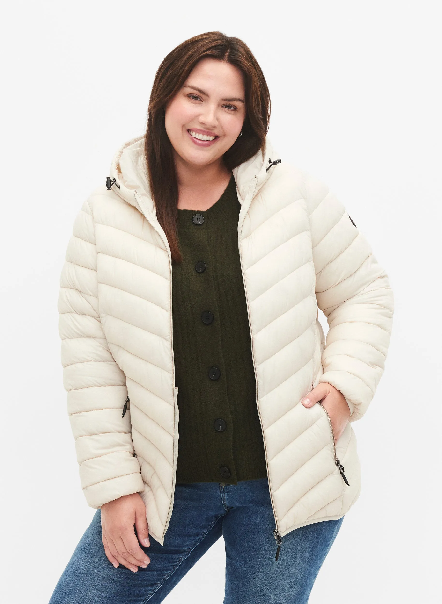 Zizzi Sally Lightweight Jacket in Cream