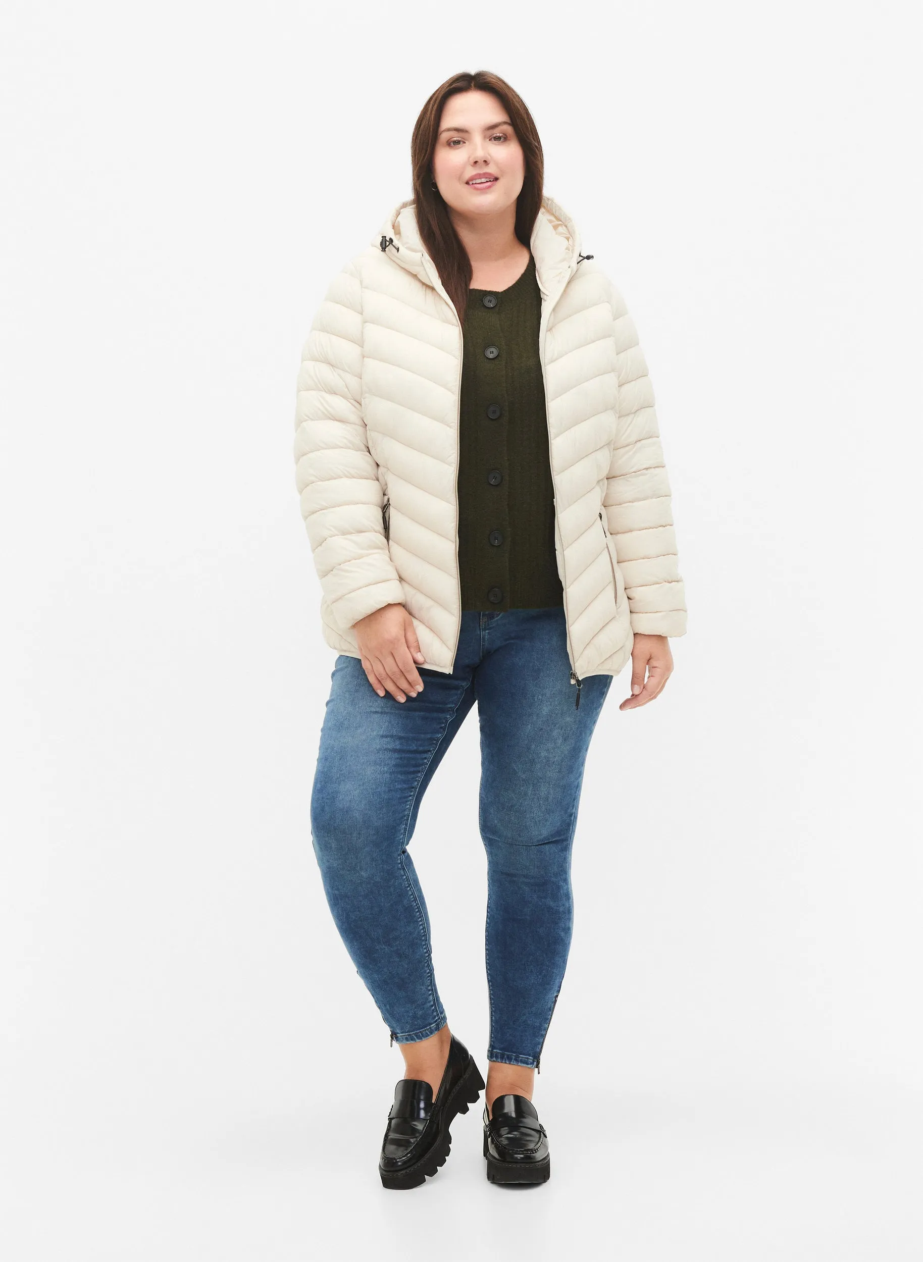 Zizzi Sally Lightweight Jacket in Cream